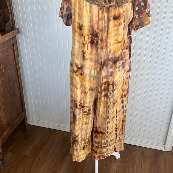 Gauze embroidery jumper gold and purple - Picture 4 of 8